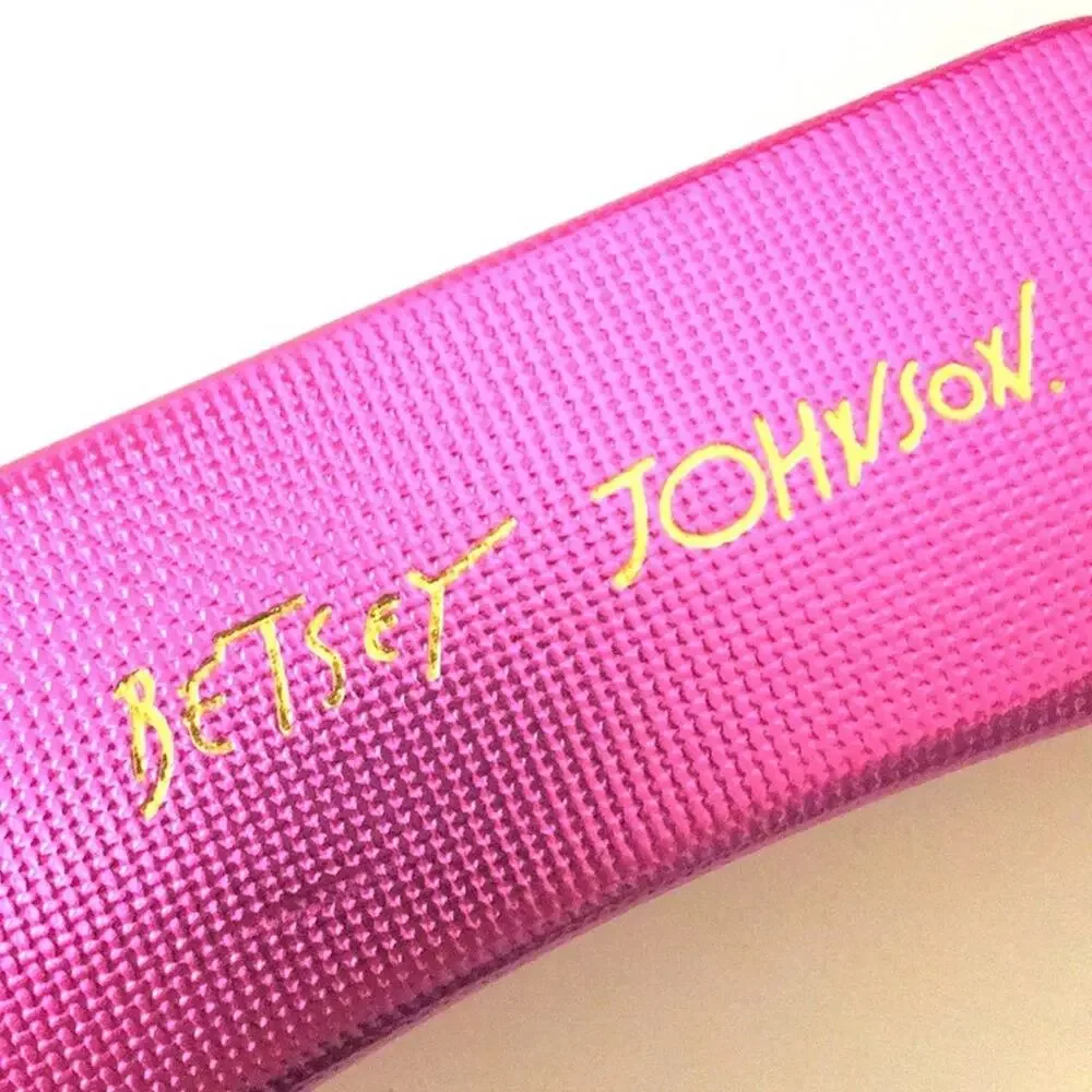 Betsy Johnson eyeglasses case hot pink golden logo
